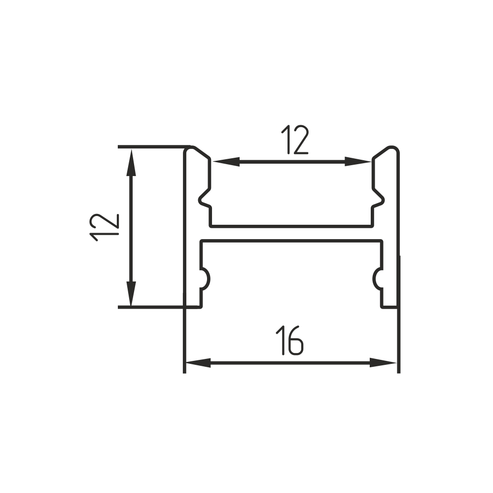 Geniled Профиль Geniled для светодиодной ленты торцевой для ДСП 16x12x1000 М16 с заглушками и рассеивателем