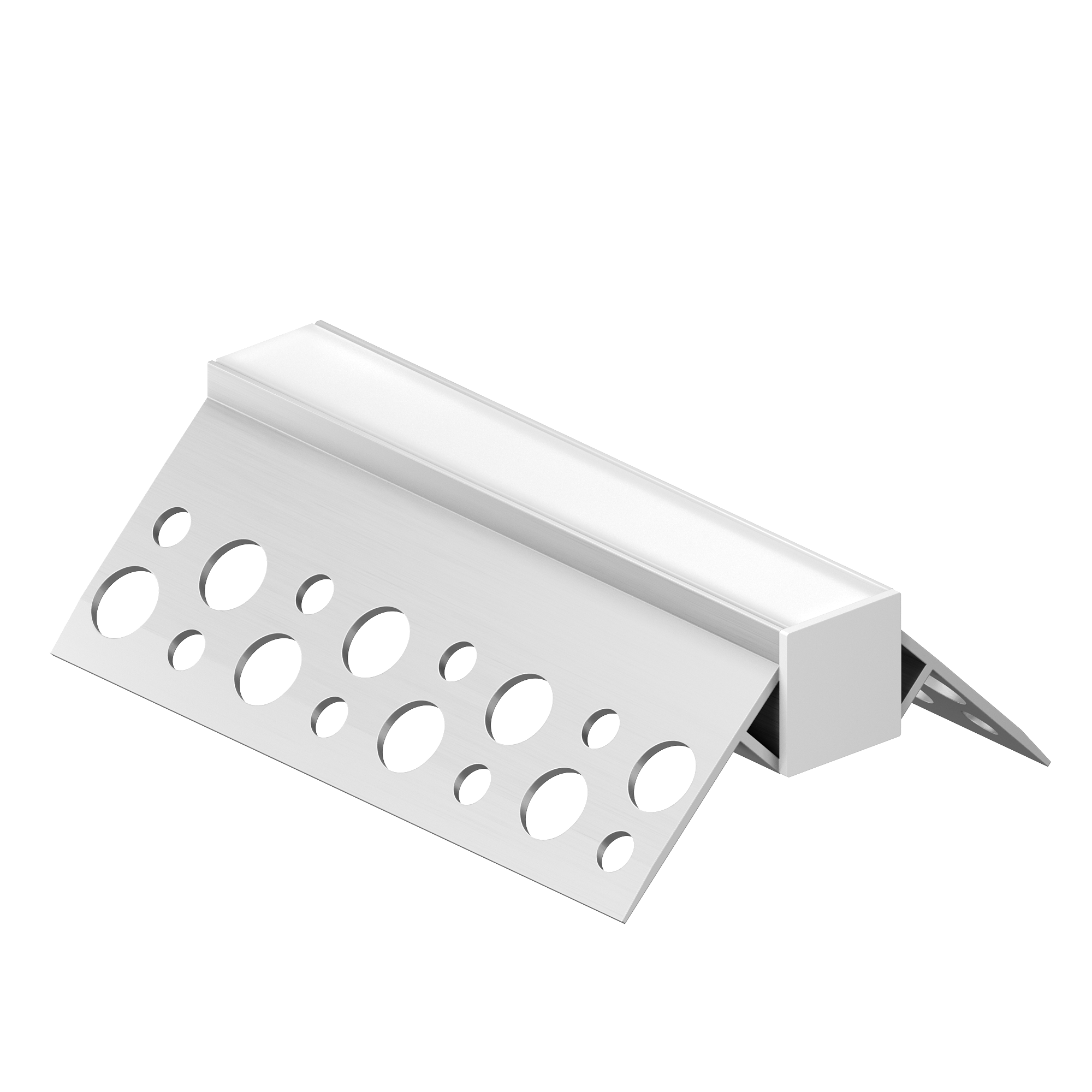 Geniled Комплект профиля Geniled для светодиодной ленты встраиваемый под шпаклевку "внешний угол" 51х23х2000 с заглушками и плоским рассеивателем