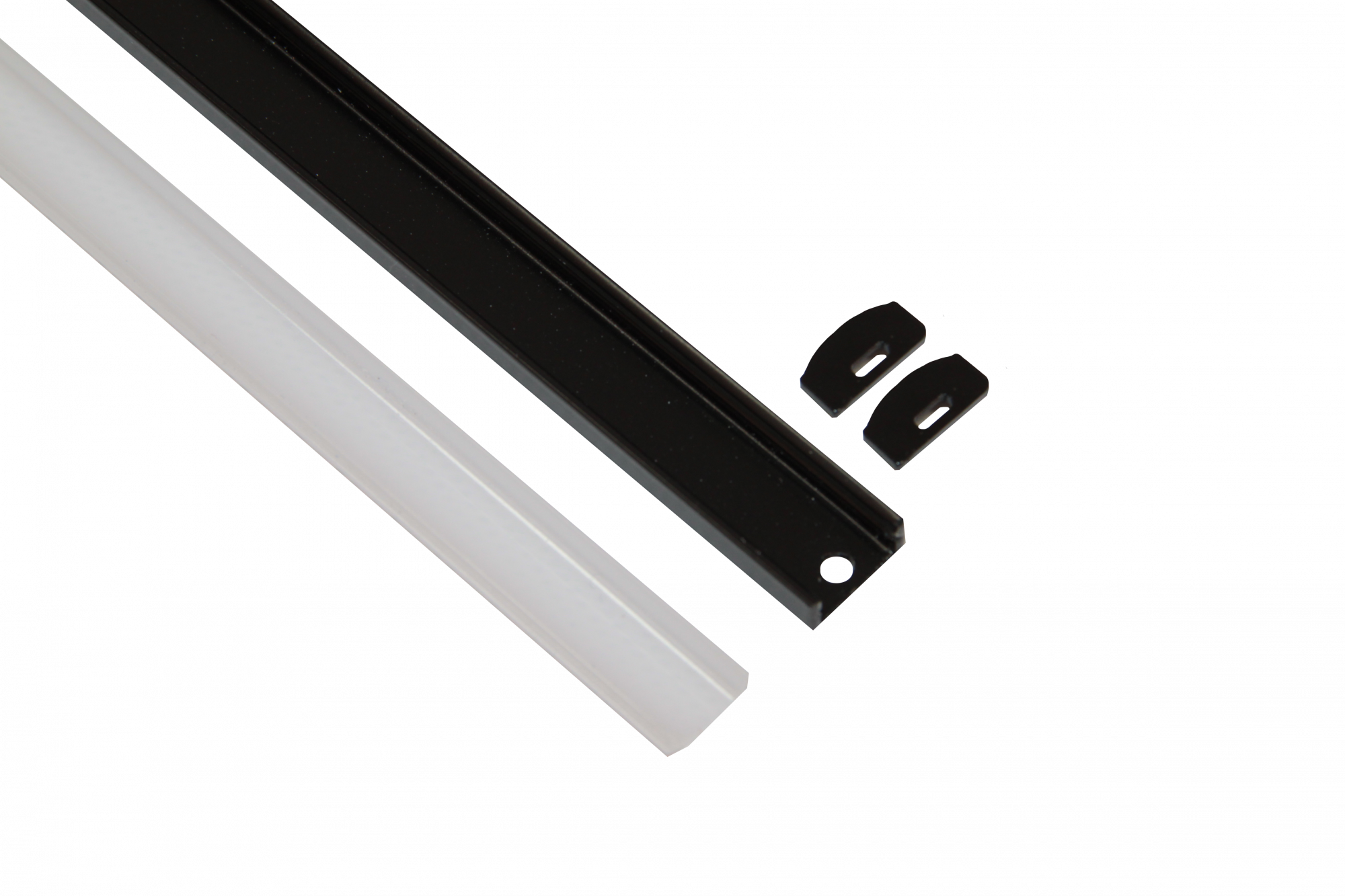 Geniled Профиль Geniled для светодиодной ленты накладной Black 16x7x2000 М16 с заглушками и рассеивателем